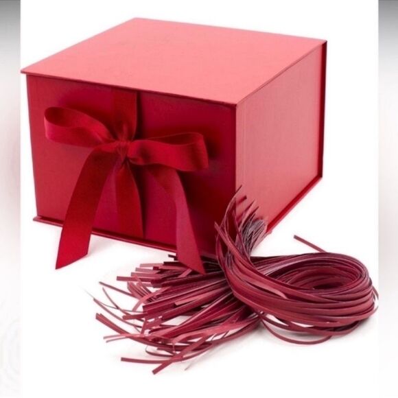 NEW Gift Box with Fill (Solid Red) for Christmas, Birthdays - Picture 1 of 12